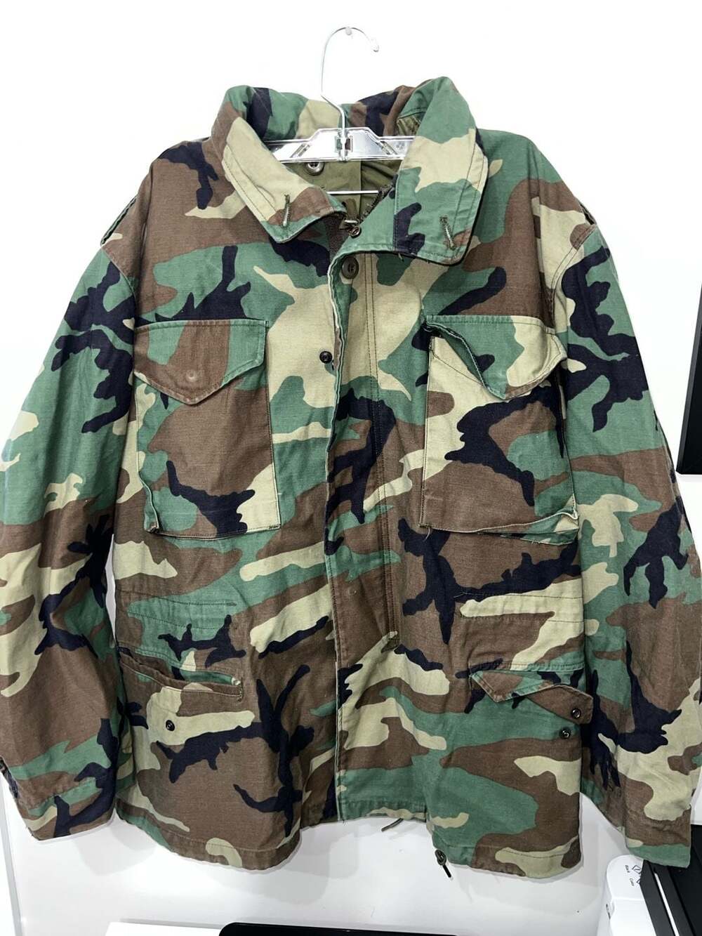 Vintage US Military M-65 Cold Weather Woodland Camo Field Jacket Medium Regular